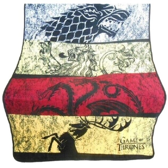 Rare New Game of Thrones House Rows Plush Fleece Gift Throw Blanket Book Series - Picture 1 of 4